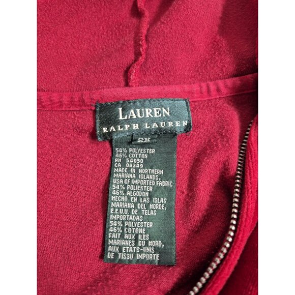 Lauren Ralph Lauren Women's Hoodie Size 2X Velour Full Zip Red (28) - Picture 4 of 9